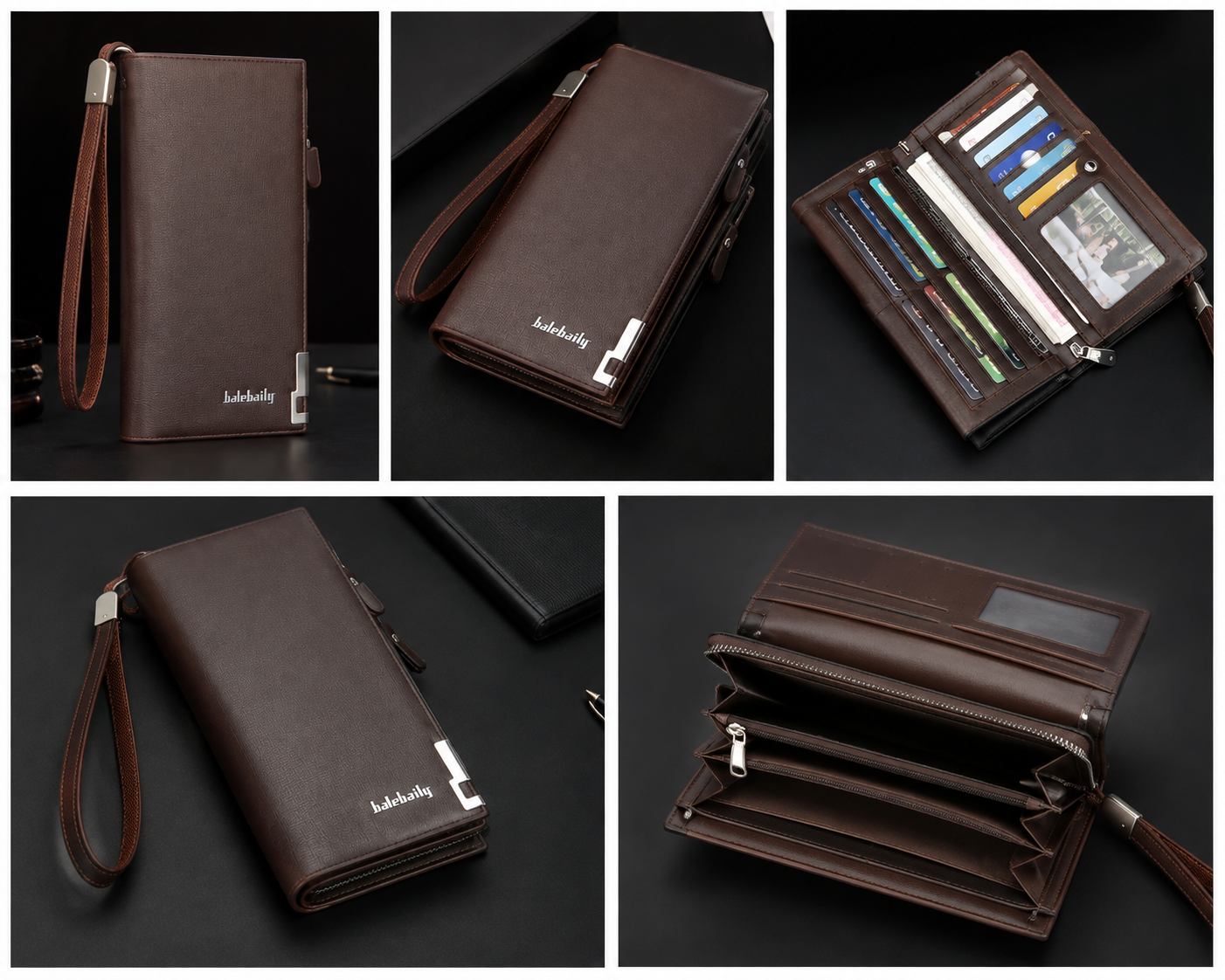 Long Wallet Slim Multi Pocket  Leather