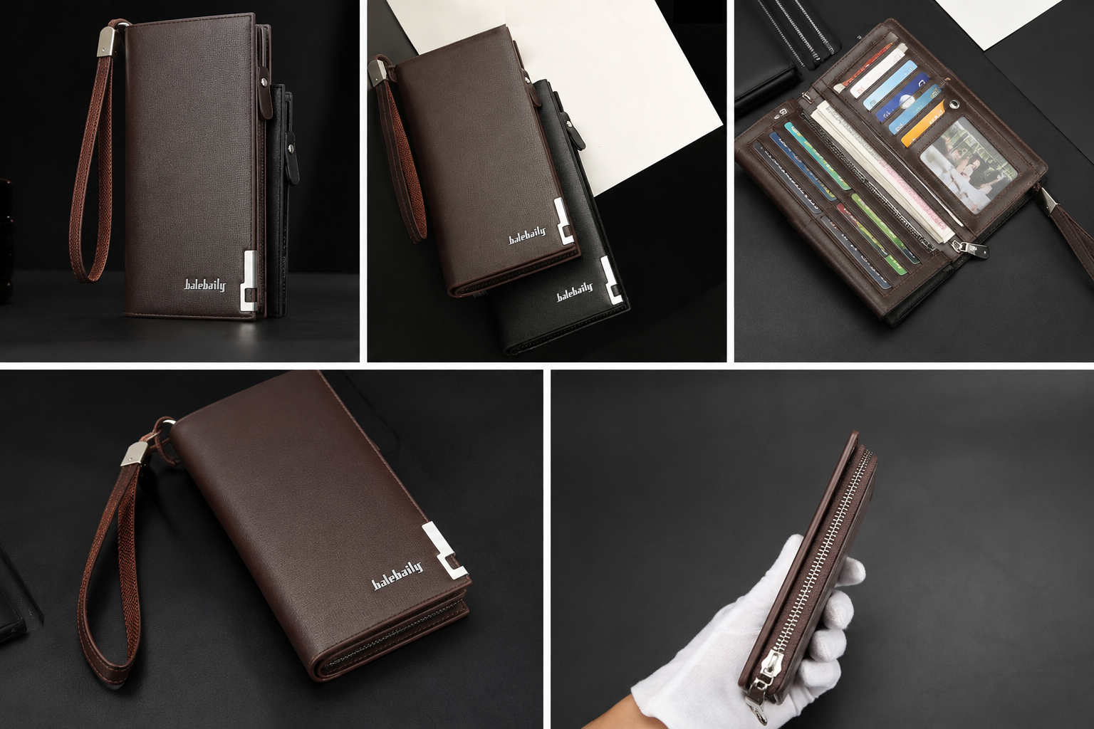 Long Wallet Slim Multi Pocket  Leather