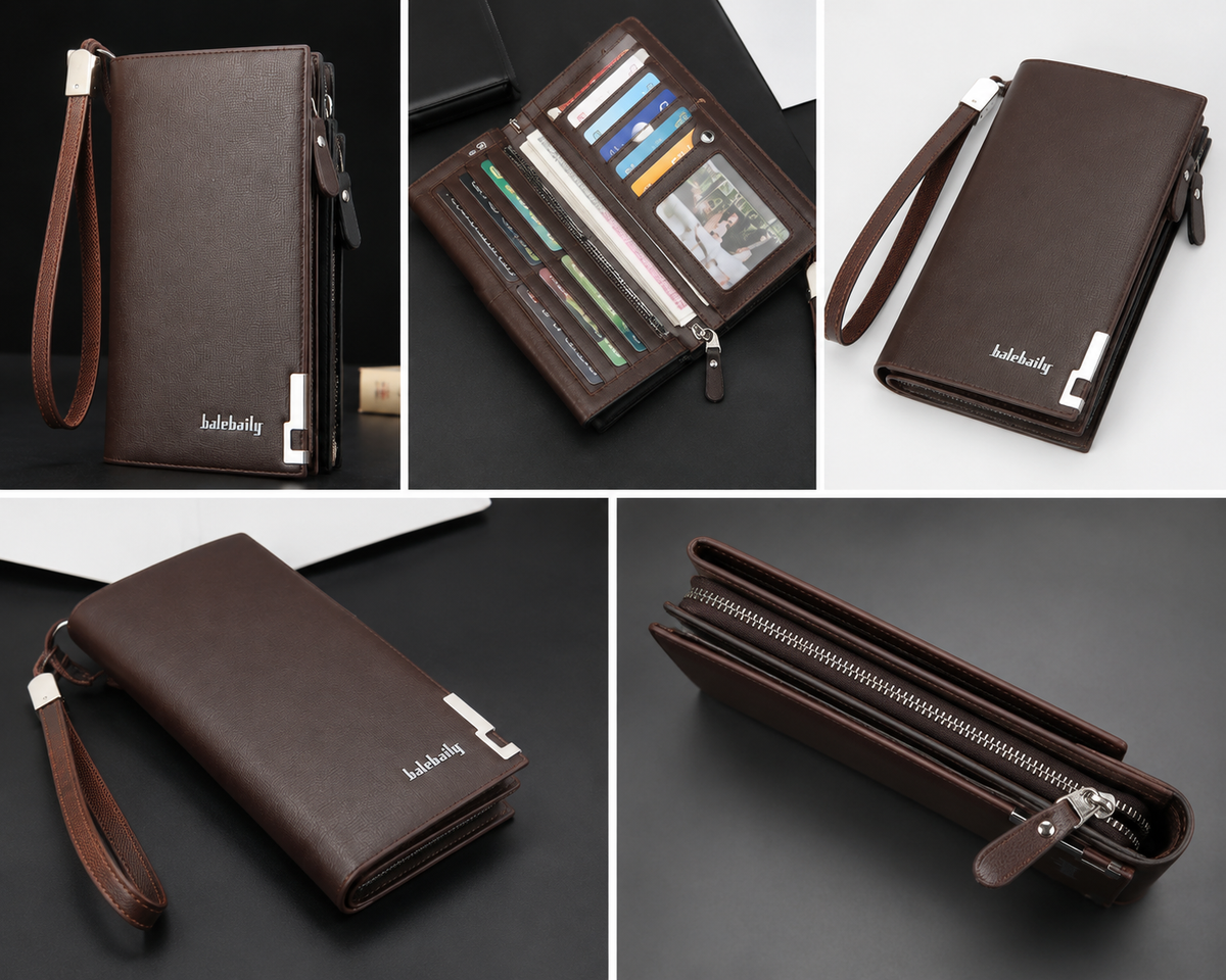 Long Wallet Slim Multi Pocket  Leather